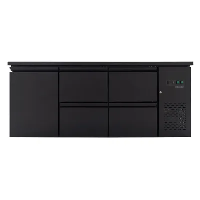 Barový chladicí stůl s 1 dveřmi a 4 zásuvkami, 425 L, černý, 2005 x 520 x 840 mm