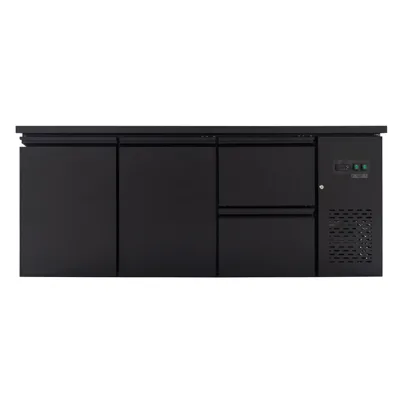 Barový chladicí stůl se 2 dveřmi & 2 zásuvkami, 425 L, černý, 2005 x 520 x 840 mm