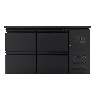 Barový chladicí stůl se 4 zásuvkami, 280 l, černý, 1465 x 520 x 840 mm