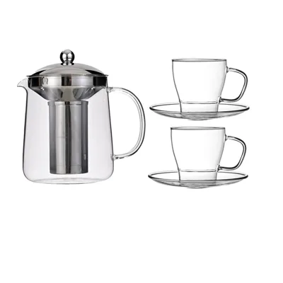 TeaPot NISA Set | Glasteekanne mit 2 Glastassen – 1.200 ml