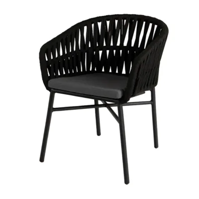 TRUVA Teras Sandalyesi | Alüminyum, antrasit renkli toz kaplama | 58x54x77 cm | Gri minder dahil