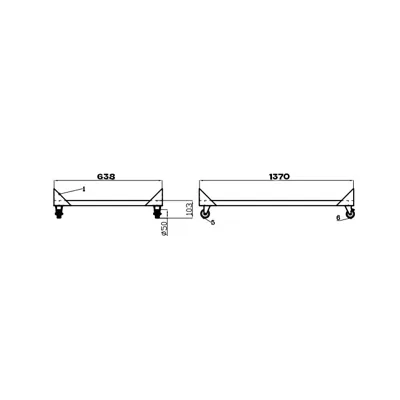 Unterbau für 2 Türige Saladette mit Räder 903x638x103 mm