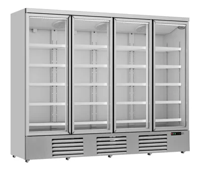 Weißer Kühlschrank freistehend mit 4 Glastüren JDE-2025R, 2025 Liter, Umluft, LED, Türheizung, (BxTxH) 2508 x 710 x 2003 mm
