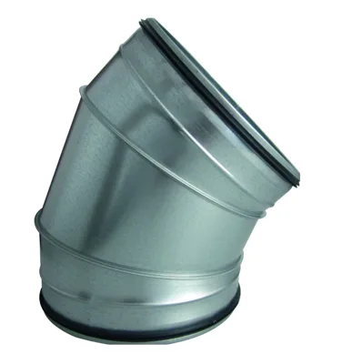 Spiral kanal dirseği 45° galvanizli | Ø 100–450 mm seçilebilir | çift taraflı kauçuk conta ile