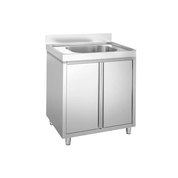 Mycí skříň z nerezové oceli, 1 dřez – 800 x 700 x 970 mm | dřez 500 x 500 x 300 mm