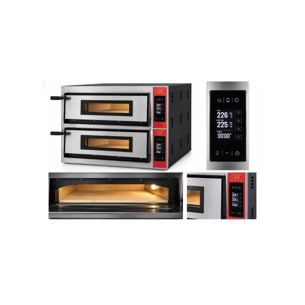 GGF Digital-Elektro-Pizzaofen mit Vollschamott – 6+6 Pizzen Ø 36 cm, 18 kW, 1140 × 1210 × 750 mm