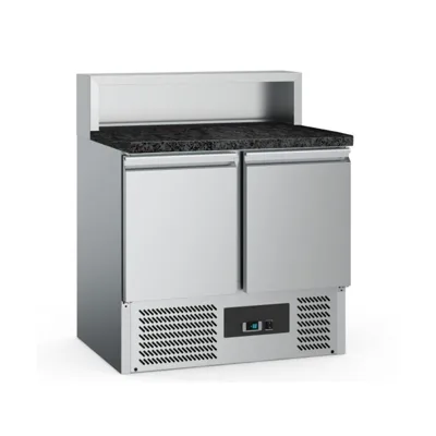 Pizza Prep Counter with Black Granite Top, 2 Doors and Space for 5 × GN 1/6 – 900 × 700 × 1075 mm, 230 V, 0,17 kW