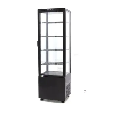 CoolShow Mini 235 | Profi-chladicí vitrína 235 L – Černá, prosklená ze všech 4 stran – 515 x 485 x 1690 mm
