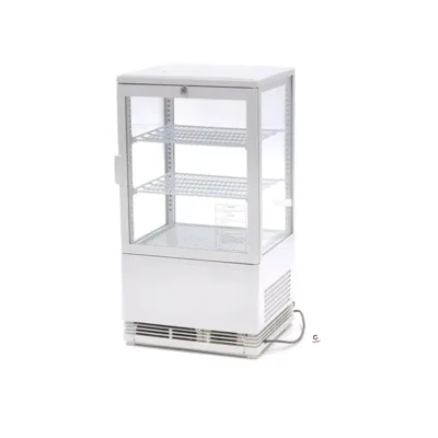 CoolShow Mini 58 | Professional Refrigerated Display Case 58 L – White, Four-Sided Glass – 428 x 386 x 810 mm
