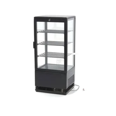 CoolShow Mini 78 | Professional Refrigerated Display Case 78 L – Black, 4-sided Glass – 428 x 386 x 960 mm