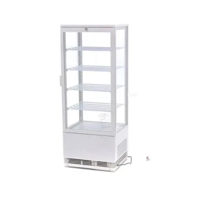 CoolShow Mini 98 | Profi-Kühlvitrine 98 L – Weiß, 4-seitig verglast – 428 x 386 x 1110 mm