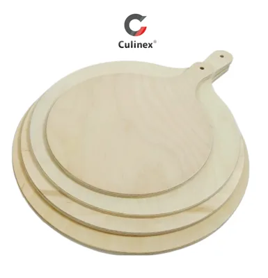 CulinexWood PizzaBoard 400 | Profi-Pizzaschneidbrett Ø 40 x 52 cm – Massivholz, Made in Germany