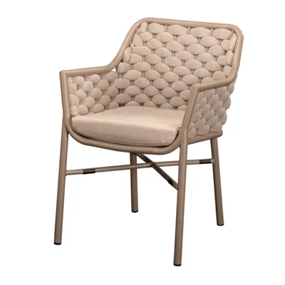 Demeter teras sandalyesi | Alüminyum, antrasit renkte toz boyalı | 57x64x82 cm | Gri minder dahil | KUM RENGİ