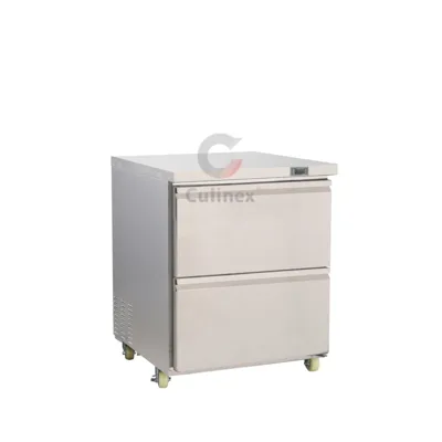 Stainless steel countertop fridge/freezer with 2 drawers, fan-assisted cooling, (WxDxH) 705 x 785 x 850 mm