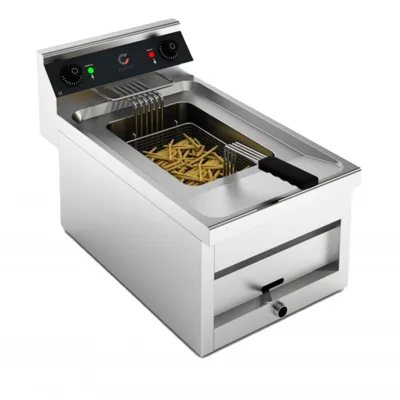 Elektrická fritéza 12 L, 9 kW, 1 koš, (Š x H x V) 400x700x328 mm