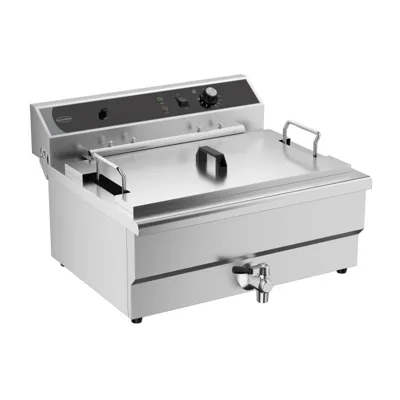 Elektrická fritéza 25 L, s vypouštěcím ventilem, 6 kW, 1 koš, (Š x H x V) 590x570x370 mm
