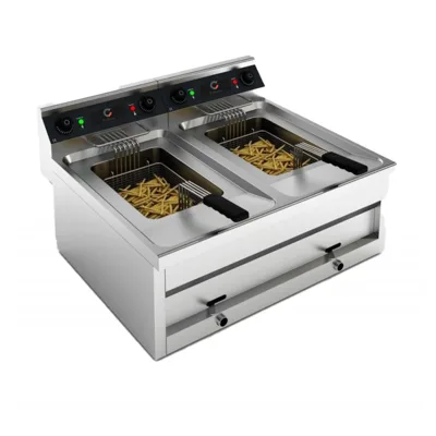 Elektrická fritéza 2x12 L, 2x9 kW, 2 koše, (Š x H x V) 800 x 700 x 328 mm