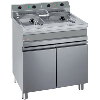 Elektrická fritéza 2x 14 litrů s podstavcem, (Š x H x V) 750 x 655 x 845/985 mm,  nerez, 18 kW