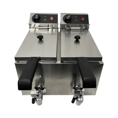 Elektrická fritéza 2x4 L, 2x2 kW, 2 koše, (Š x H x V) 390x540x330 mm