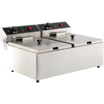 Elektrická fritéza 2x6 L, 2x3,3 kW, 2 koše, (Š x H x V) 590 x 440 x 290 mm