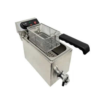 Elektrická fritéza 4 L, s vypouštěcím ventilem, 2 kW, 1 koš, (Š x H x V) 190x540x330 mm
