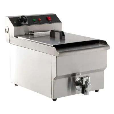 Elektrická fritéza 8 L, s vypouštěcím ventilem, 3,3 kW, 1 koš, (Š x H x V) 310x505x355 mm