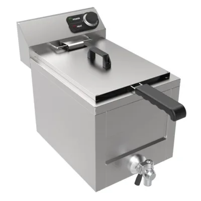 Elektrická fritéza 8 L, s vypouštěcím ventilem, 3 kW, 1 koš, (Š x H x V) 305x545x405 mm