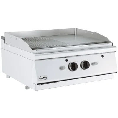 Elektrogrillplatte, Chrom, Glatt und Gerillt, 7,2 kW, (B x T x H) 800x700x300 mm