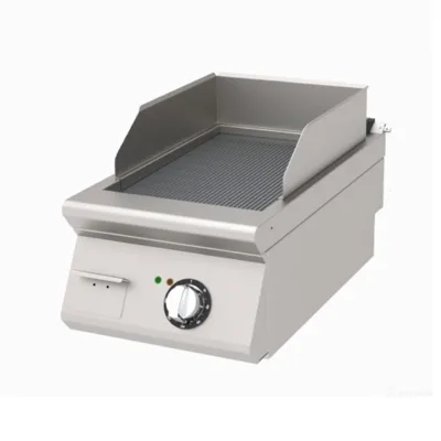Elektro-Grillplatte Professional – Edelstahl | 5,1 kW | 400 × 730 × 300 mm – Gerillt
