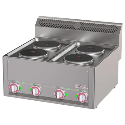 Elektroherd 4 Kochplatten, Gusseisen, 8 kW,  (B x T x H) 660 x 600 x 290 mm Edelstahl