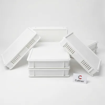 6er Set Pizzateigbox für Pizzakühltisch, weiß, 600 x 400 x 7.5 mm