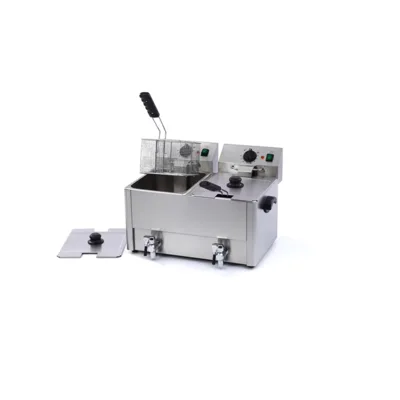 Deep Fryer - 2x8 l - 2 Baskets - with Drain Valve - 600x460x390 mm - 2x3250 Watt